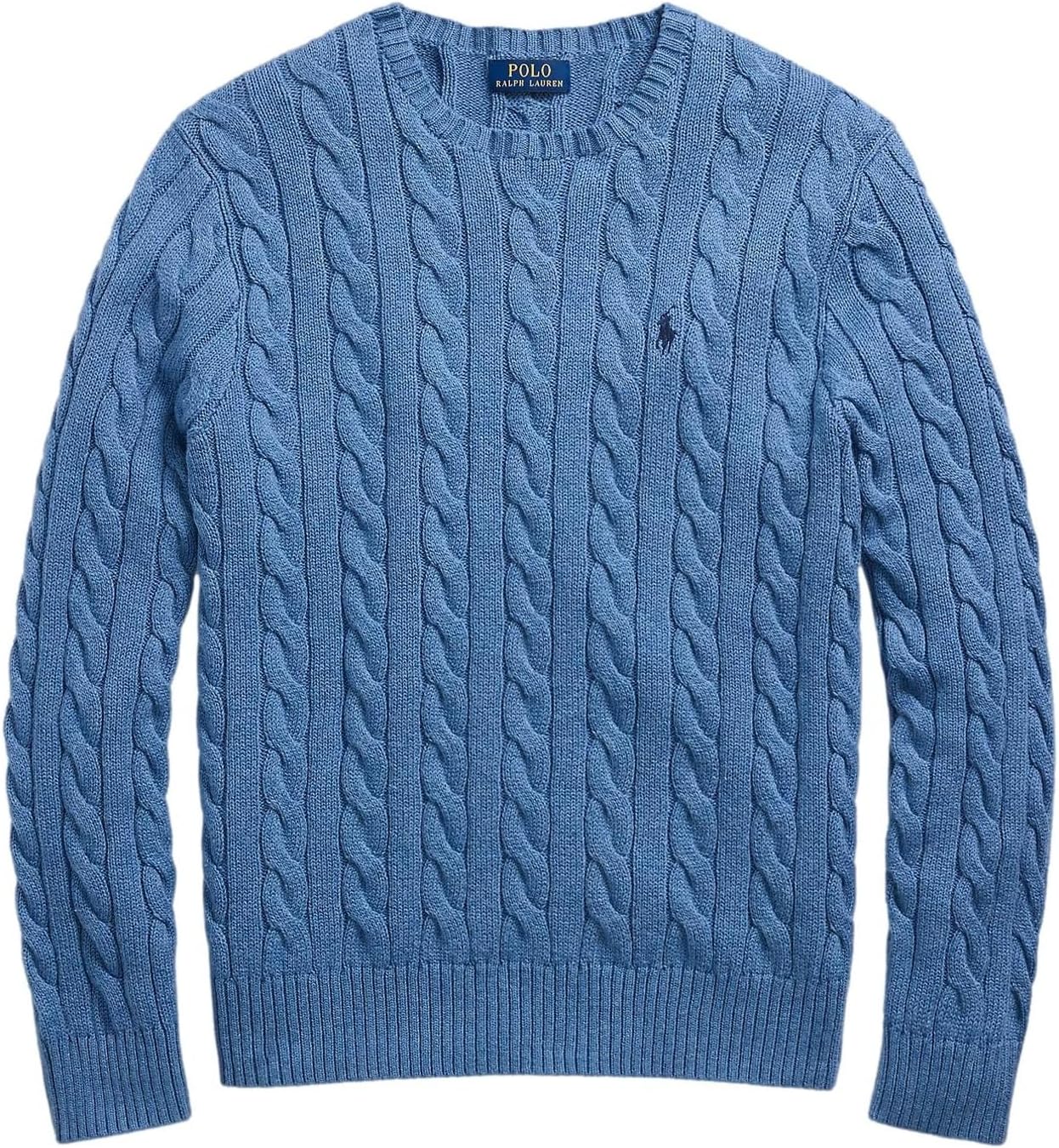 

Polo Ralph Lauren мужской свитер из хлопка с косой вязкой, Lake Blue Heather