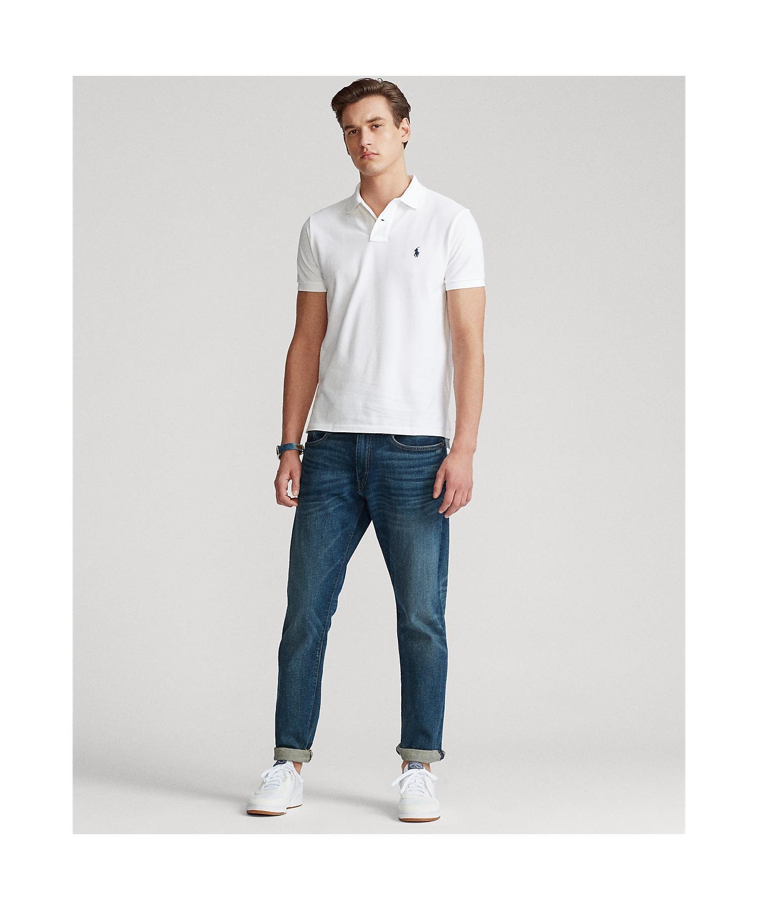 Поло-рубашка из сетчатой ткани приталенного кроя, сшитая. Polo Ralph Lauren, 100 White — фото 3