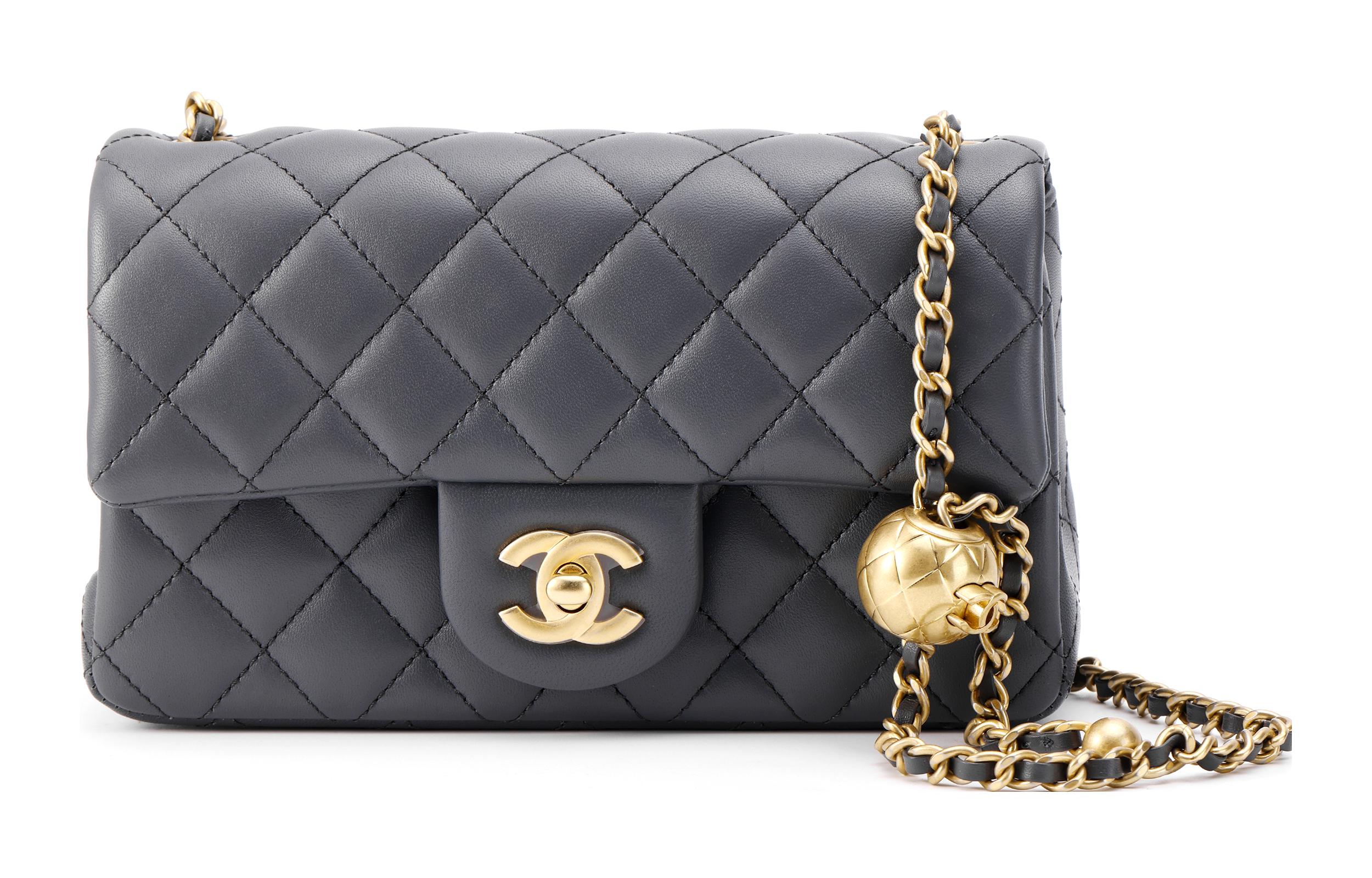 CHANEL Классический клатч с цепочкой из овчины Мини женский темно-серый — фото 2
