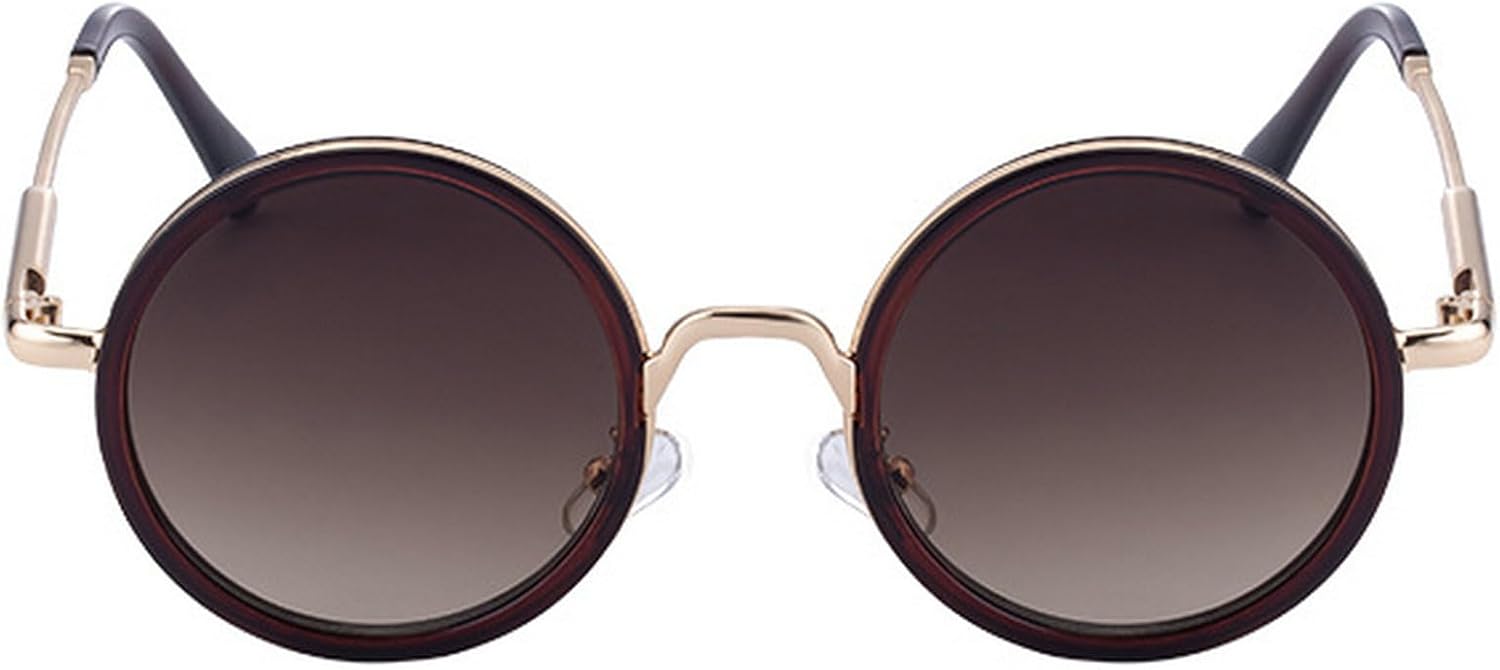 

Мужские солнцезащитные очки в маленькой круглой оправе, модель 2025, в стиле ретро-панк, классические очки для вождения, защита от ультрафиолета UV400 mincl, Red Brown