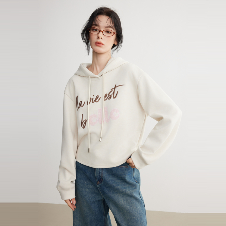 

ELLE Толстовка Women's Ecru с капюшоном Moderate Regular