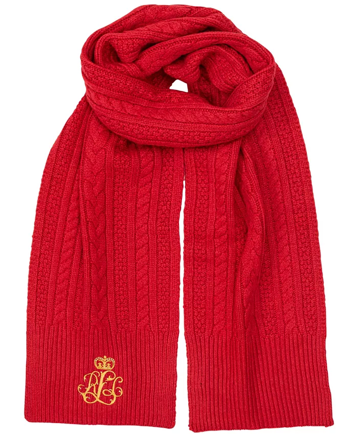 

Шарф Cable с прямой вышивкой и камнями Lauren Ralph Lauren, красный
