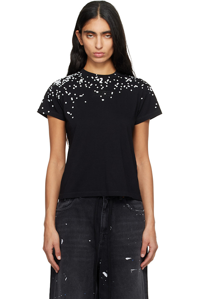 

Футболка из хлопкового трикотажа Mm6 Maison Margiela, черный