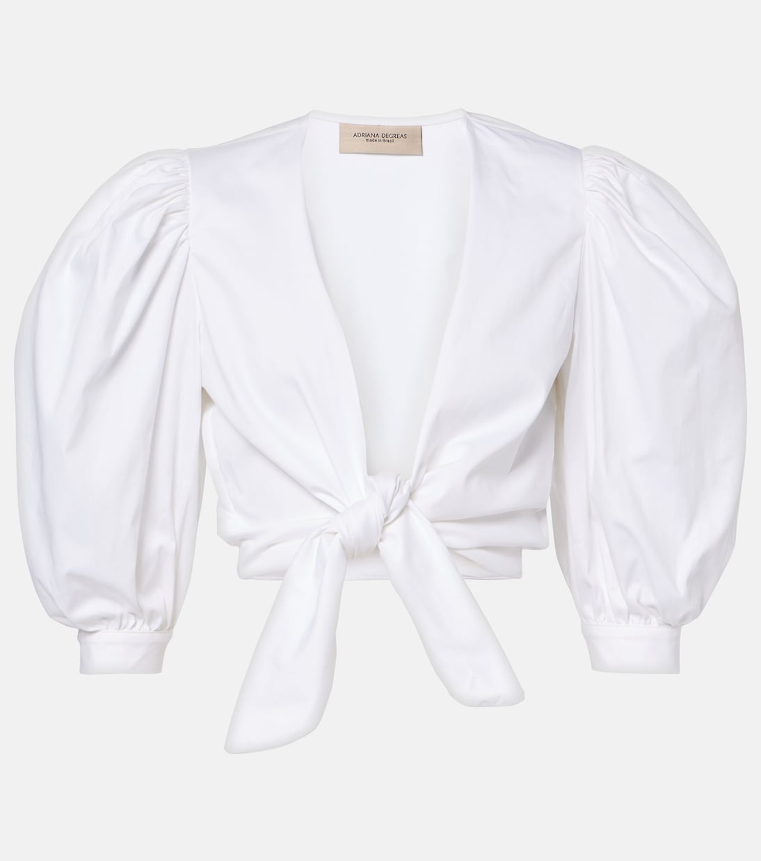 

Укороченный топ из смесовой хлопковой ткани Adriana Degreas, белый