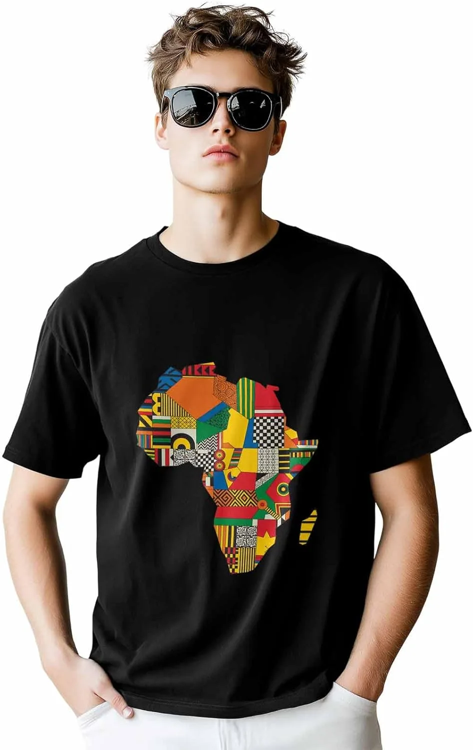 

Мужская футболка с абстрактным африканским принтом, хлопок, короткий рукав CosyBright