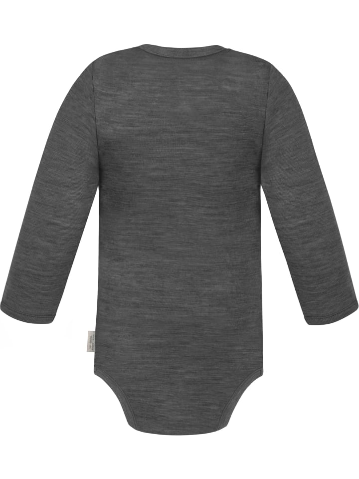Normani Outdoor Sports Набор из 3 детских боди с длинными рукавами из мериносовой шерсти "Туай" в антрацитово-серо-розовых тонах — фото 4