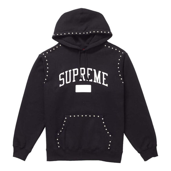 

Толстовка fw18 studded hooded sweatshirt black logo Supreme, черный