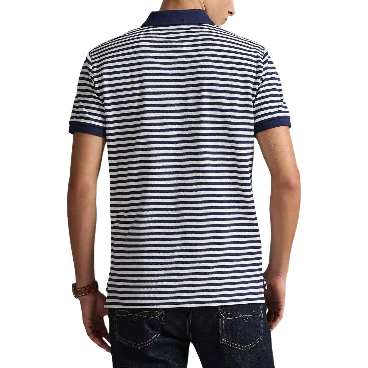Поло с вышитым логотипом и полосками Polo Ralph Lauren Marine Blue — фото 4