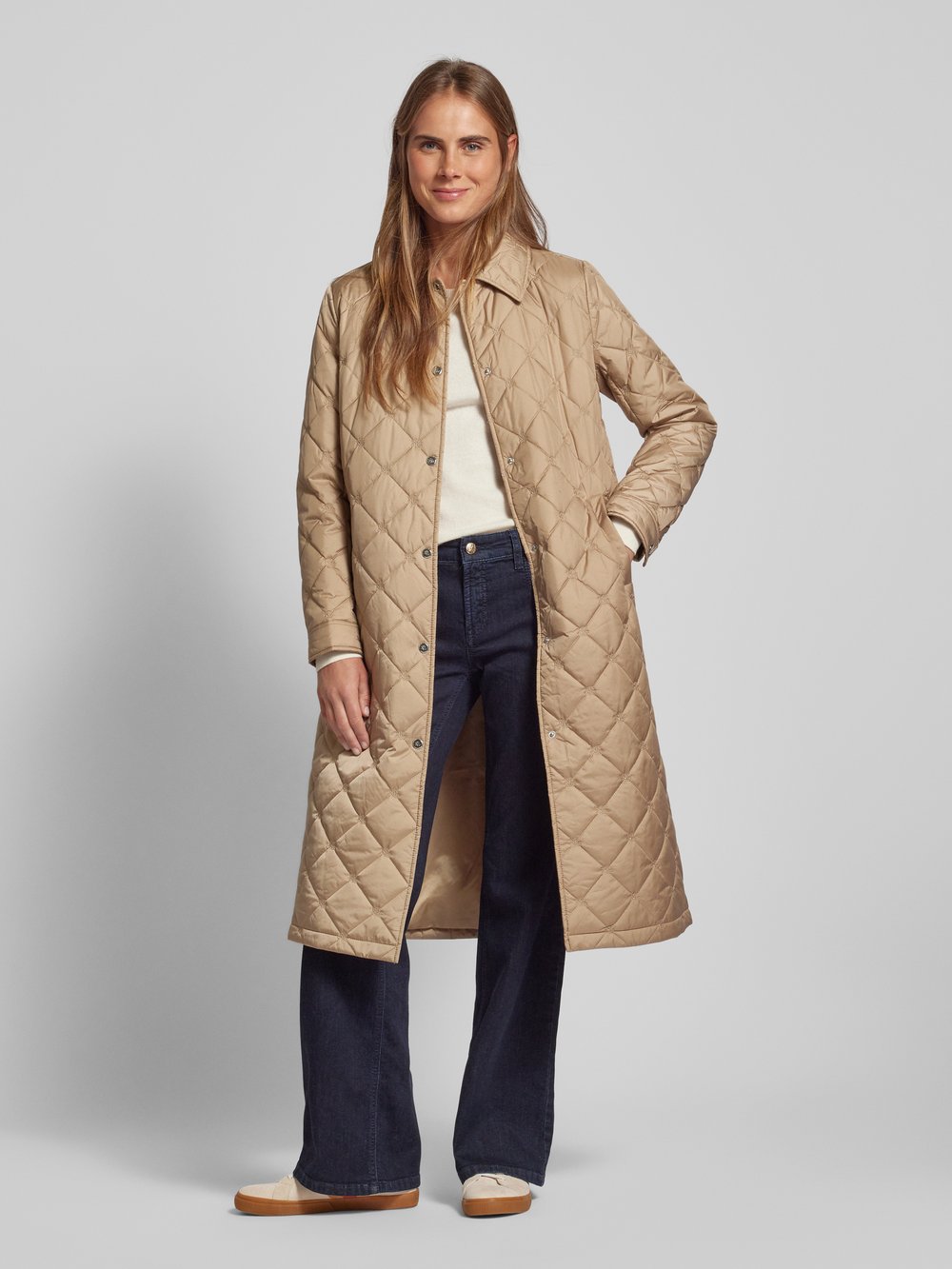 

Стеганое пальто с отложным воротником Lauren Ralph Lauren, бежевый
