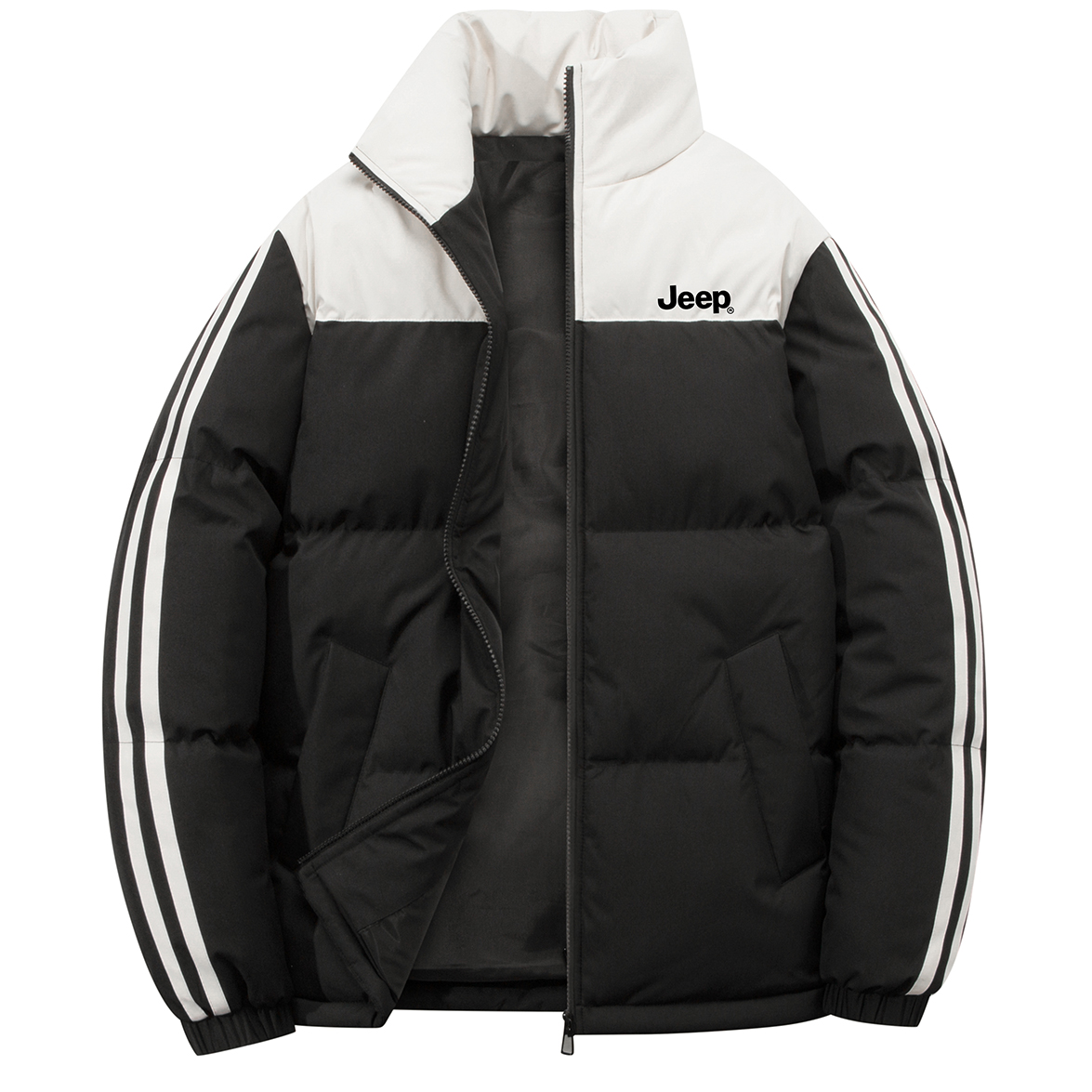 

Пуховик Unisex Stand Collar утепленный реверсивный Jeep, pure черный patchwork