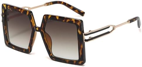 

Модные большие квадратные солнцезащитные очки для мужчин, трендовые градиентные оттенки UV400 для женщин, ретро-очки оранжевого и шампанского цвета MTZJH, Leopard Tea Gradient