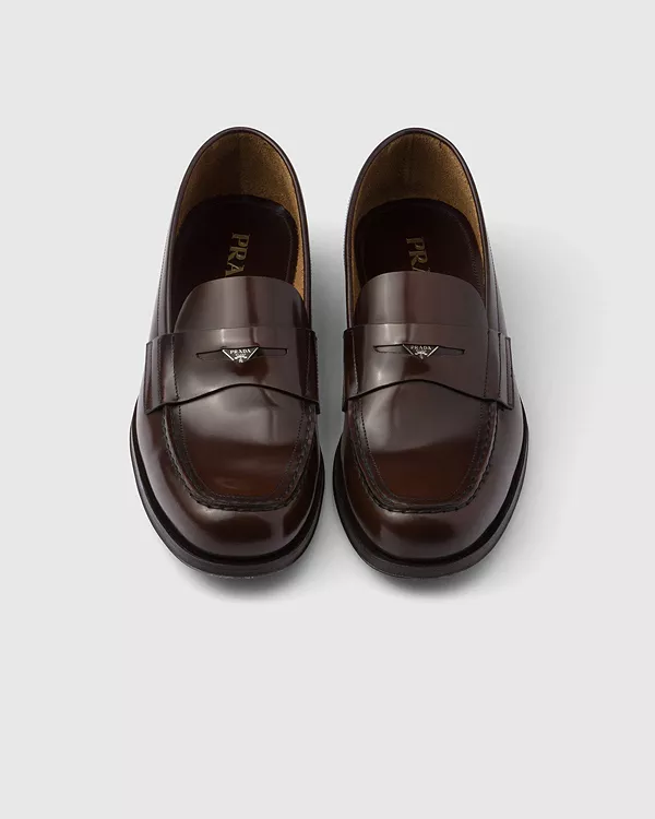 Мужские лоферы из матовой кожи Prada, коричневый — фото 4