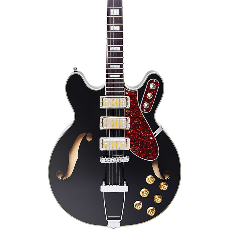 

Электрогитара Airline Guitars H77 - Black - Vintage Reissue Semi Hollow Electric Guitar - NEW!