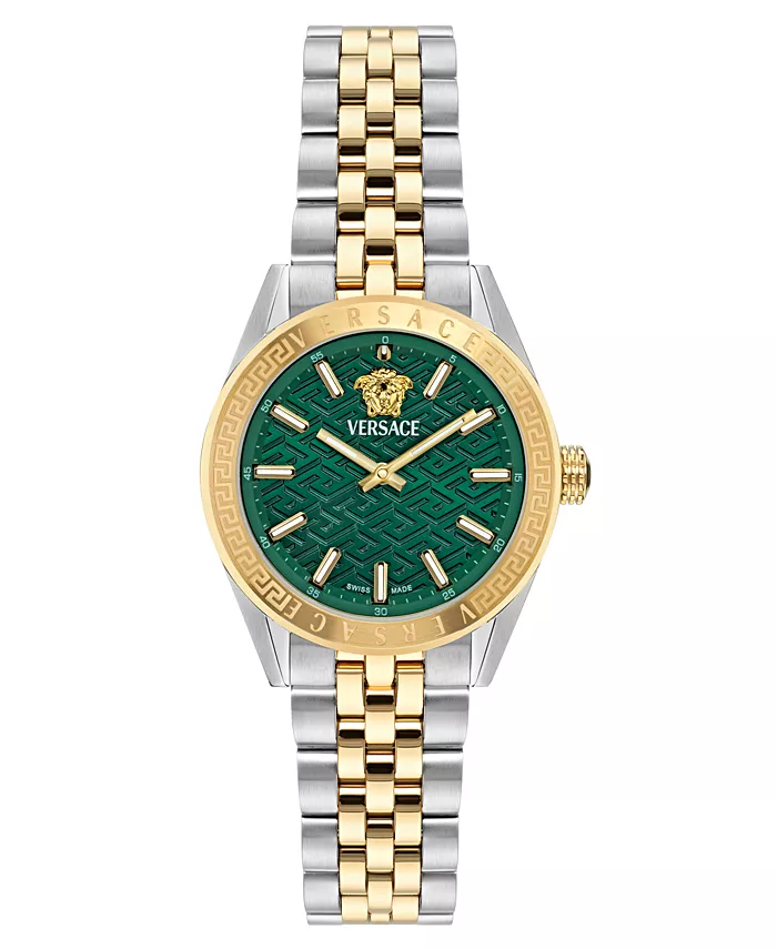 

Женские наручные часы Swiss с двухцветным браслетом из нержавеющей стали, 36 мм Versace