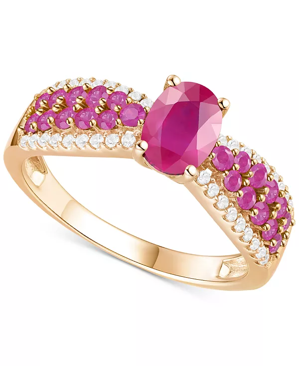 

Кольцо овальной формы с драгоценными камнями (1-1/10 карата) и бриллиантами (1/5 карата) из 14-каратного золота Macy'S, ruby