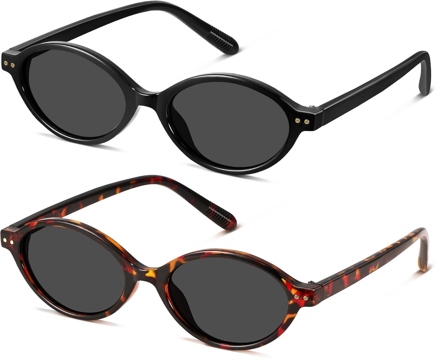 

Солнцезащитные очки GRFISIA Retro Oval для женщин, модные винтажные дизайнерские очки в стиле 90-х и Y2K, защита от УФ-излучения UV400, (2pcs) Black/Gray+tortoise/Gray