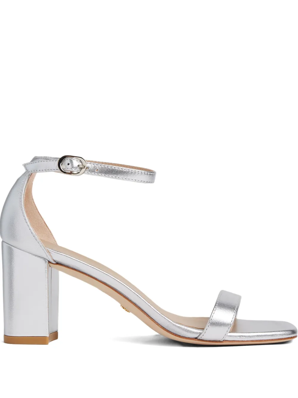 Металлические сандалии на каблуке 75 мм Stuart Weitzman, серебристый
