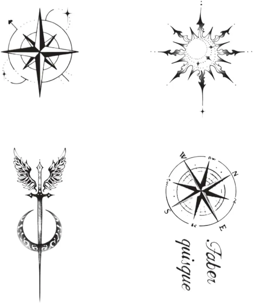 Временные татуировки, китайский стиль, для рук и шеи, 4 шт., One Color