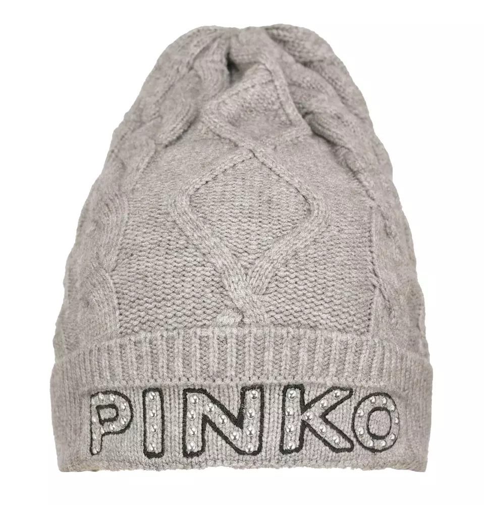 

Шикарная серая плетеная зимняя шапка с заклепками Pinko