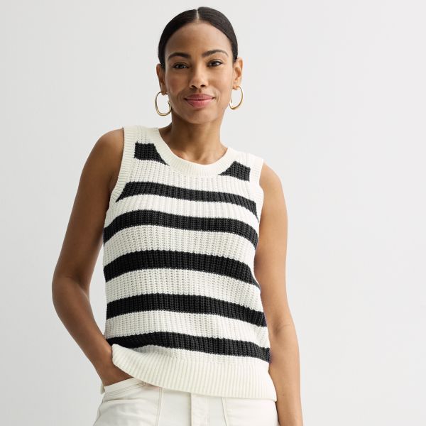 

Миниатюрный воздушный свитер-майка Sonoma Goods For Life, цвет beige gray stripe