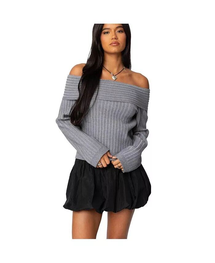 

Женский свитер Brandy Fold Over Ribbed Edikted, серый