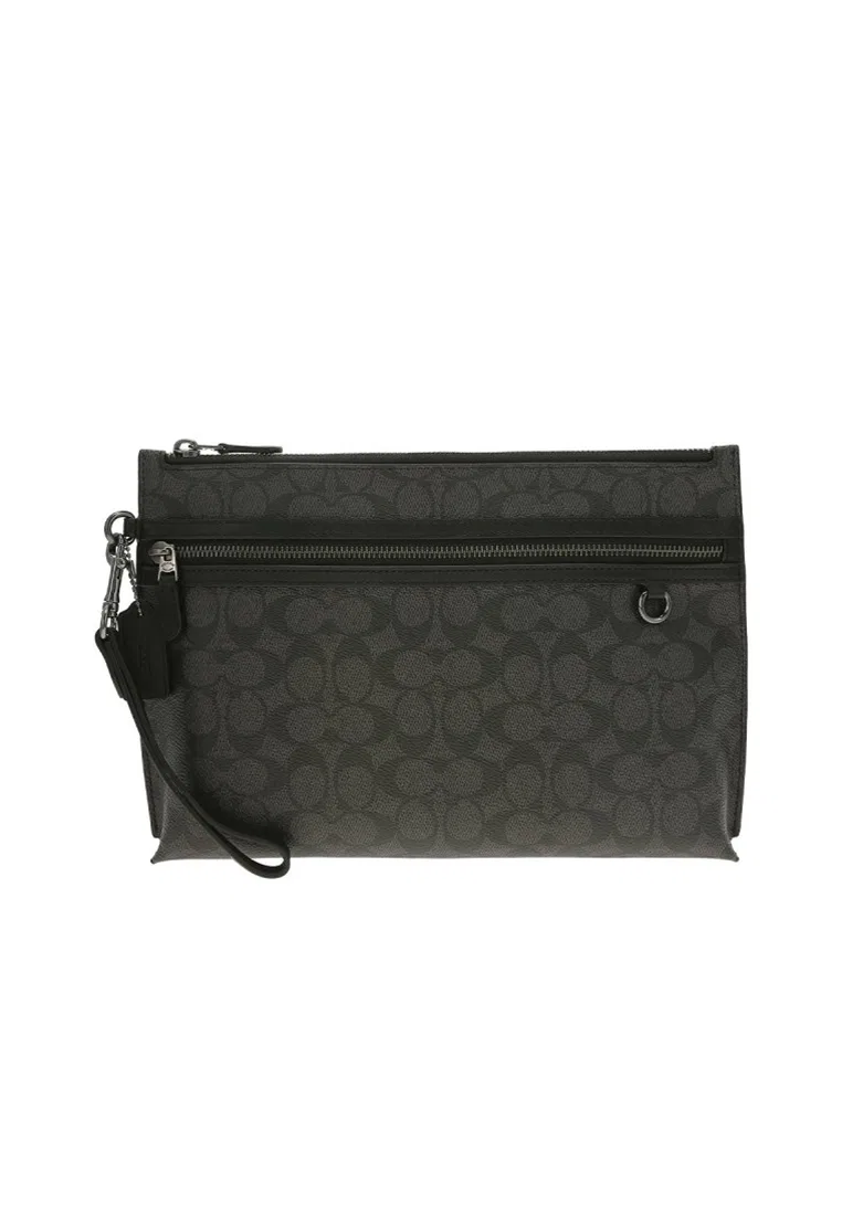 Косметичка, из холста, Carry All Pouch, Coach, черный/серый