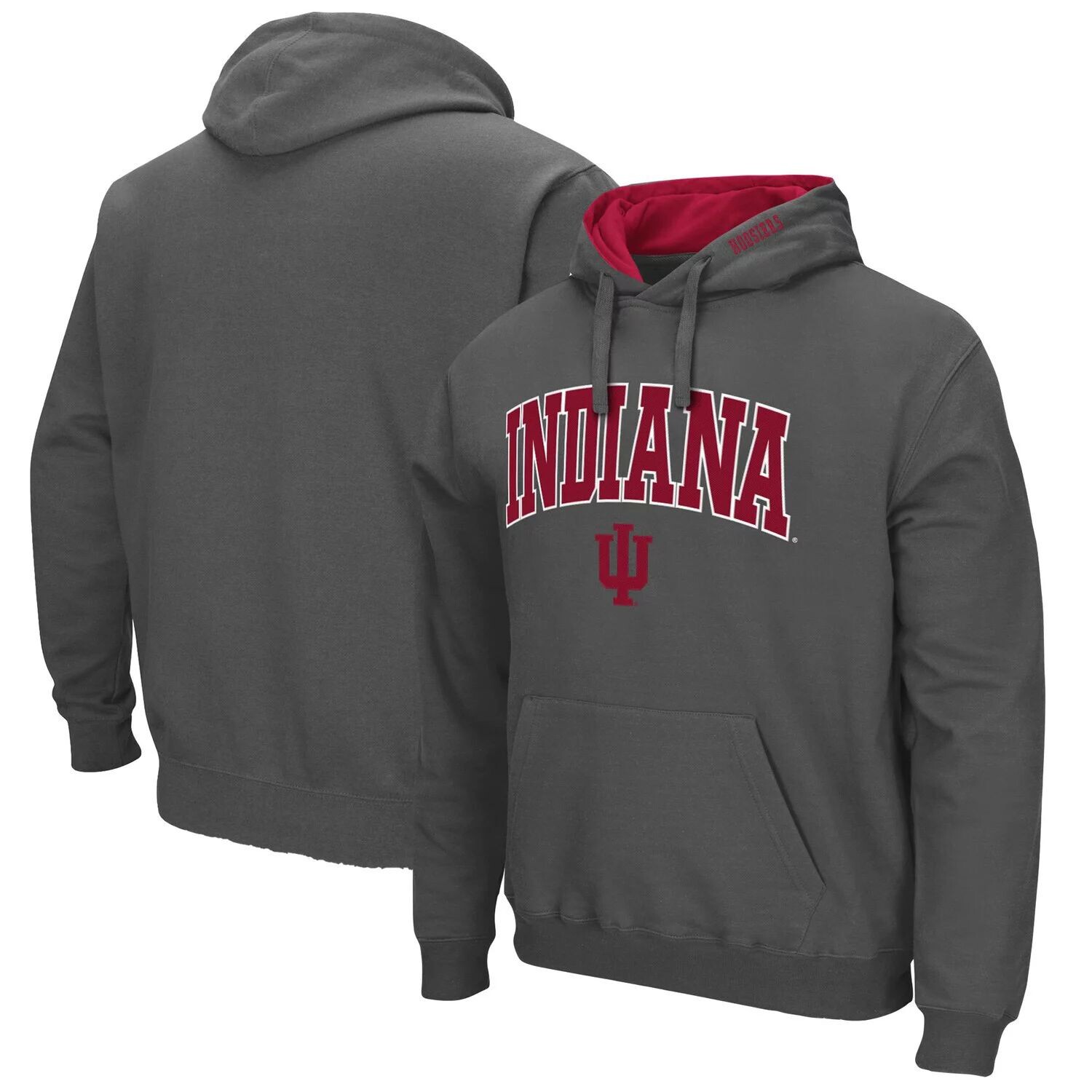 

Мужской темно-серый пуловер с капюшоном Indiana Hoosiers Arch & Logo 3.0 Colosseum