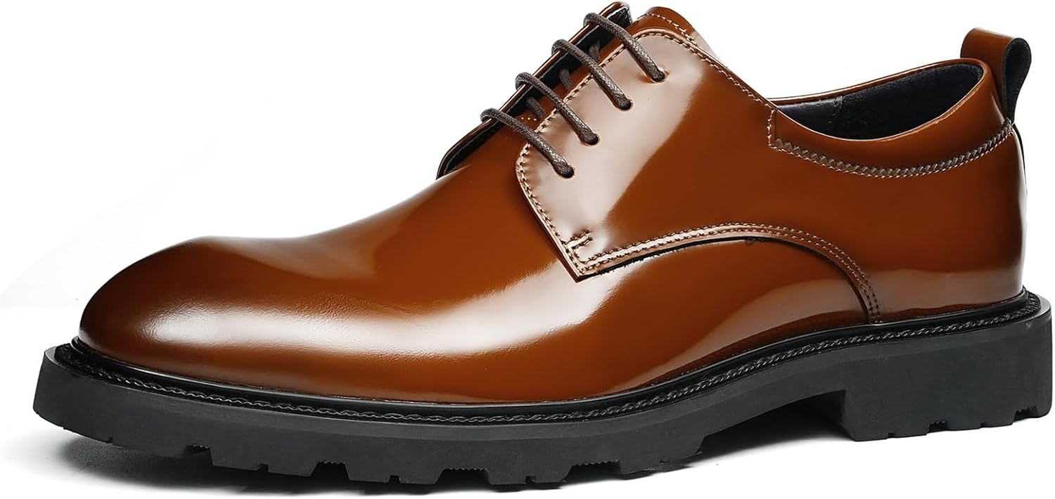 

Мужские деловые дерби с гладким носком, офисные туфли из лакированной кожи с подкладкой из свиной кожи и резиновой подошвой, удобные для ежедневной носки 25870 Windhana, коричневый