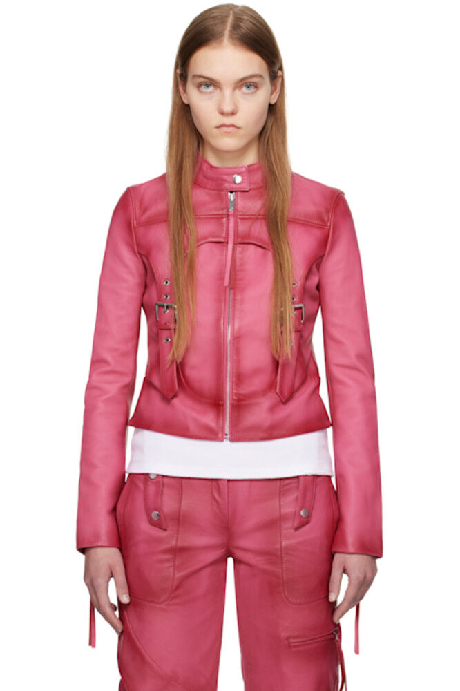 

Кожаная куртка Guêpière Pink Biker Blumarine