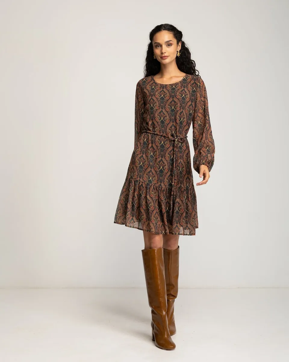 

Короткое платье с подолом, украшенным оборками Niza, коричневый