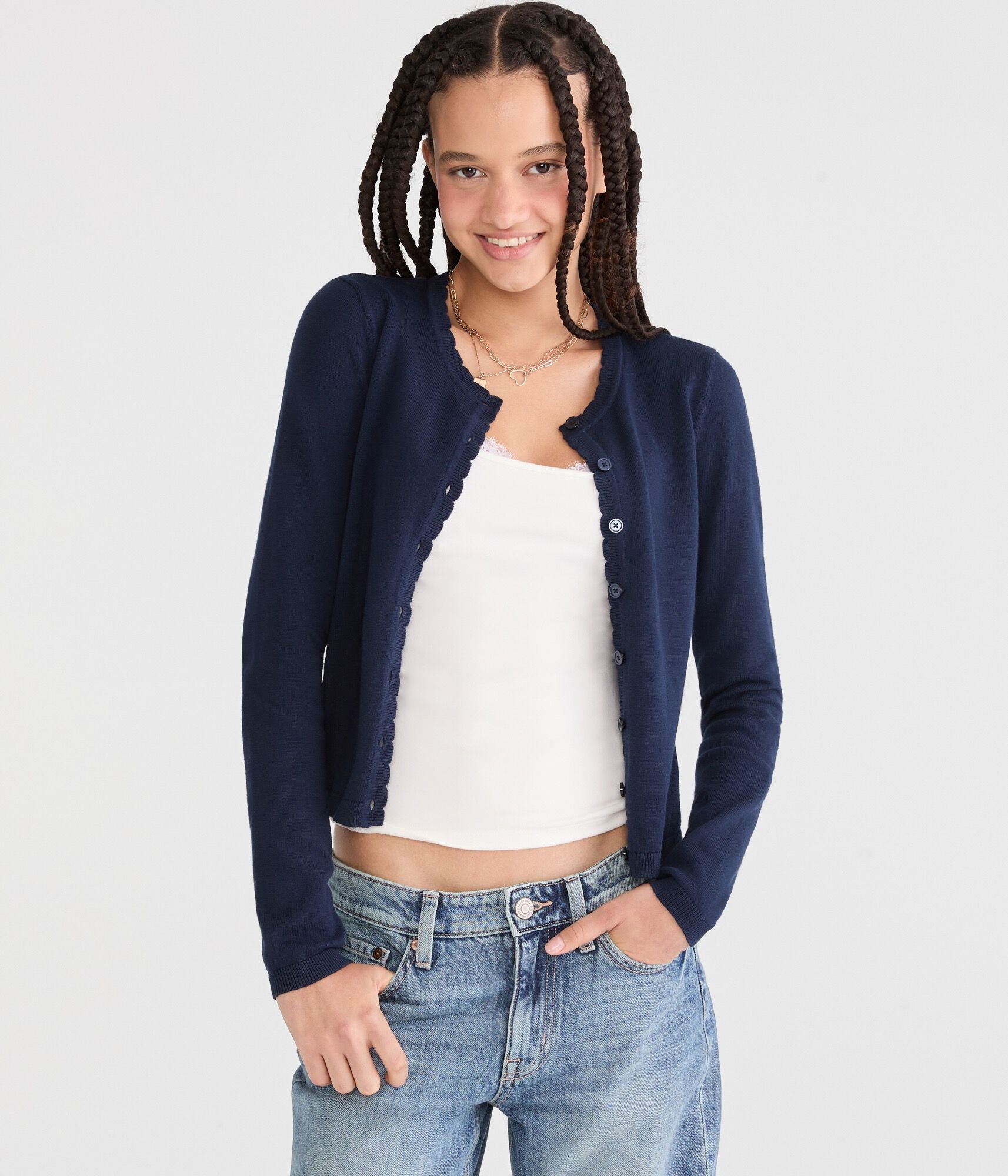 

Кардиган Aeropostale с фестончатым краем, navy 402