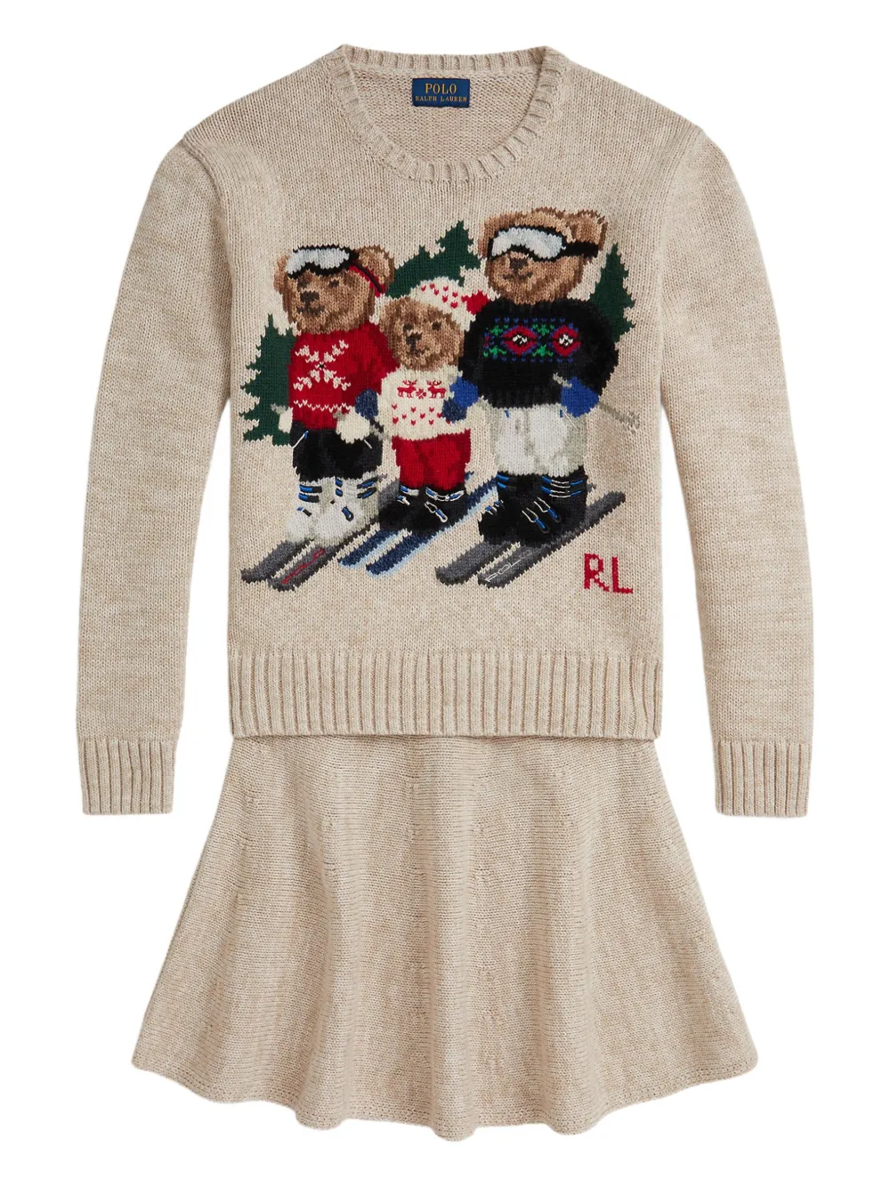 

Комплект из топа и юбки с принтом POLO RALPH LAUREN KIDS, нейтральный