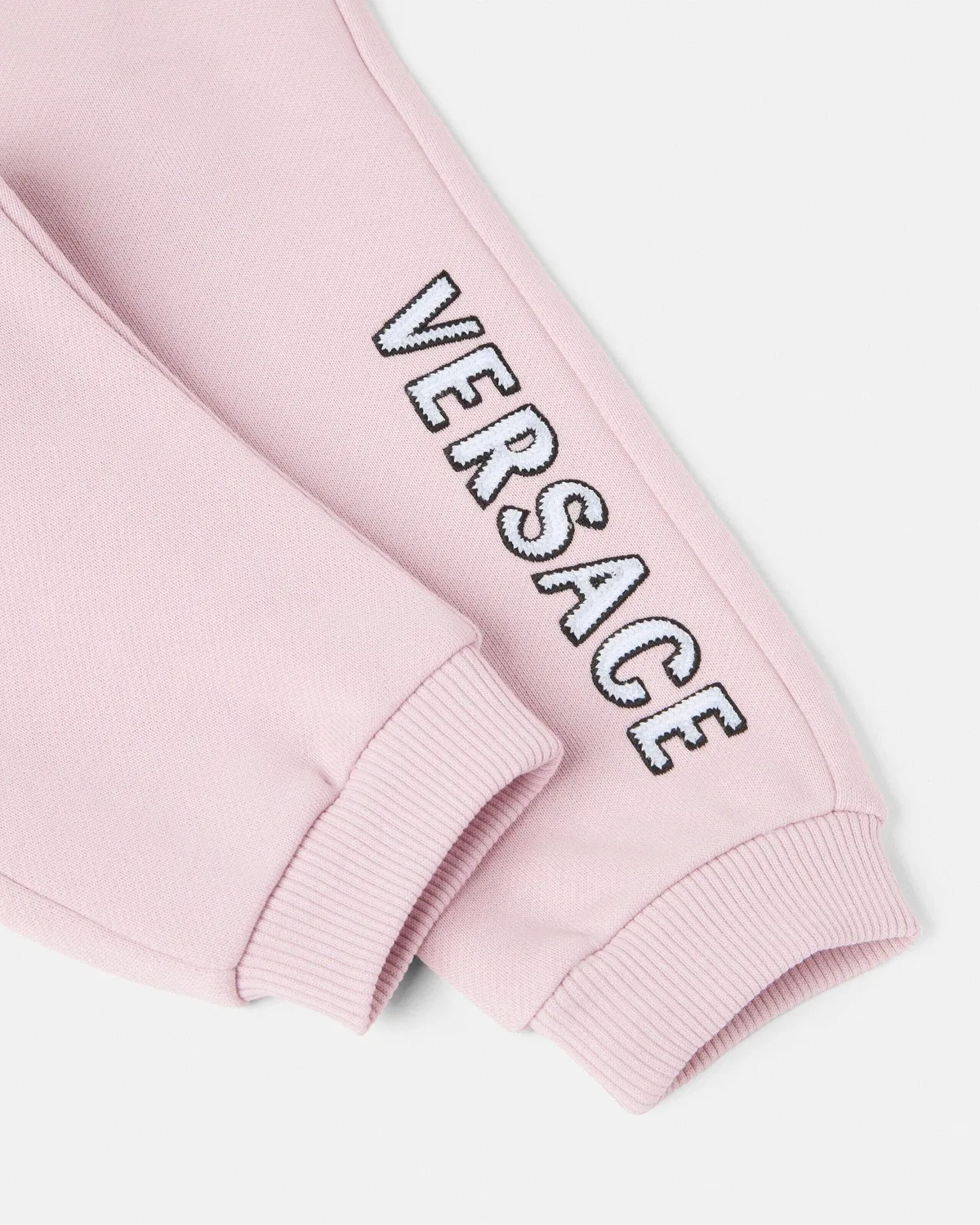 Детские спортивные штаны из хлопкового джерси с вышитым логотипом Versace, розовый — фото 4