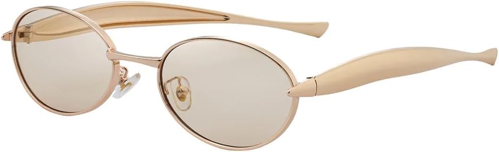 

Овальные солнцезащитные очки в маленькой оправе для женщин и мужчин, винтажные солнцезащитные очки, роскошные панк-очки, популярные металлические очки с защитой от УФ-излучения UV400 SZVVBKK, Gold Champagne