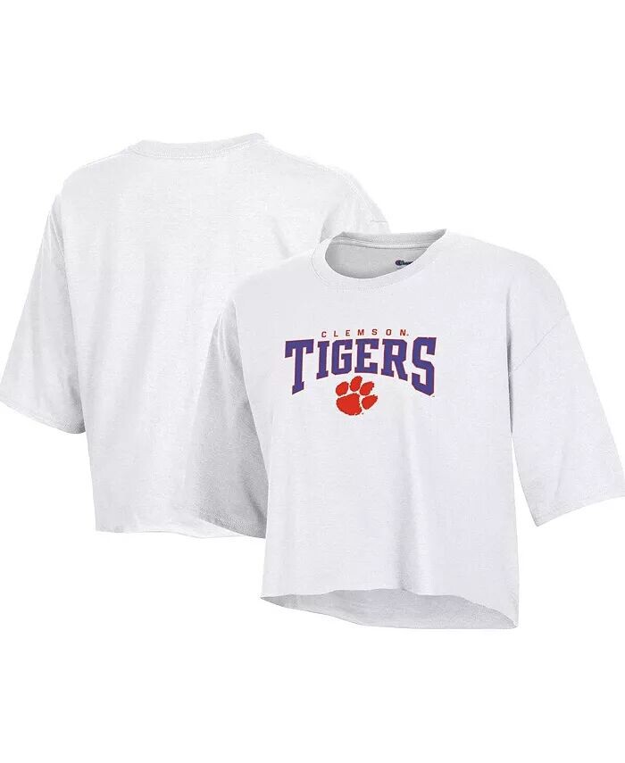 

Женская белая укороченная футболка Clemson Tigers Boyfriend Champion