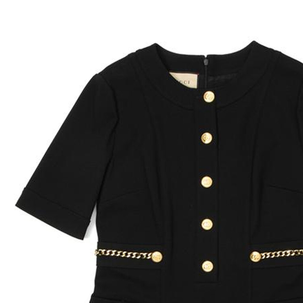 Платье GUCCI женское с шортами и рукавами, классический стиль, черный — фото 3