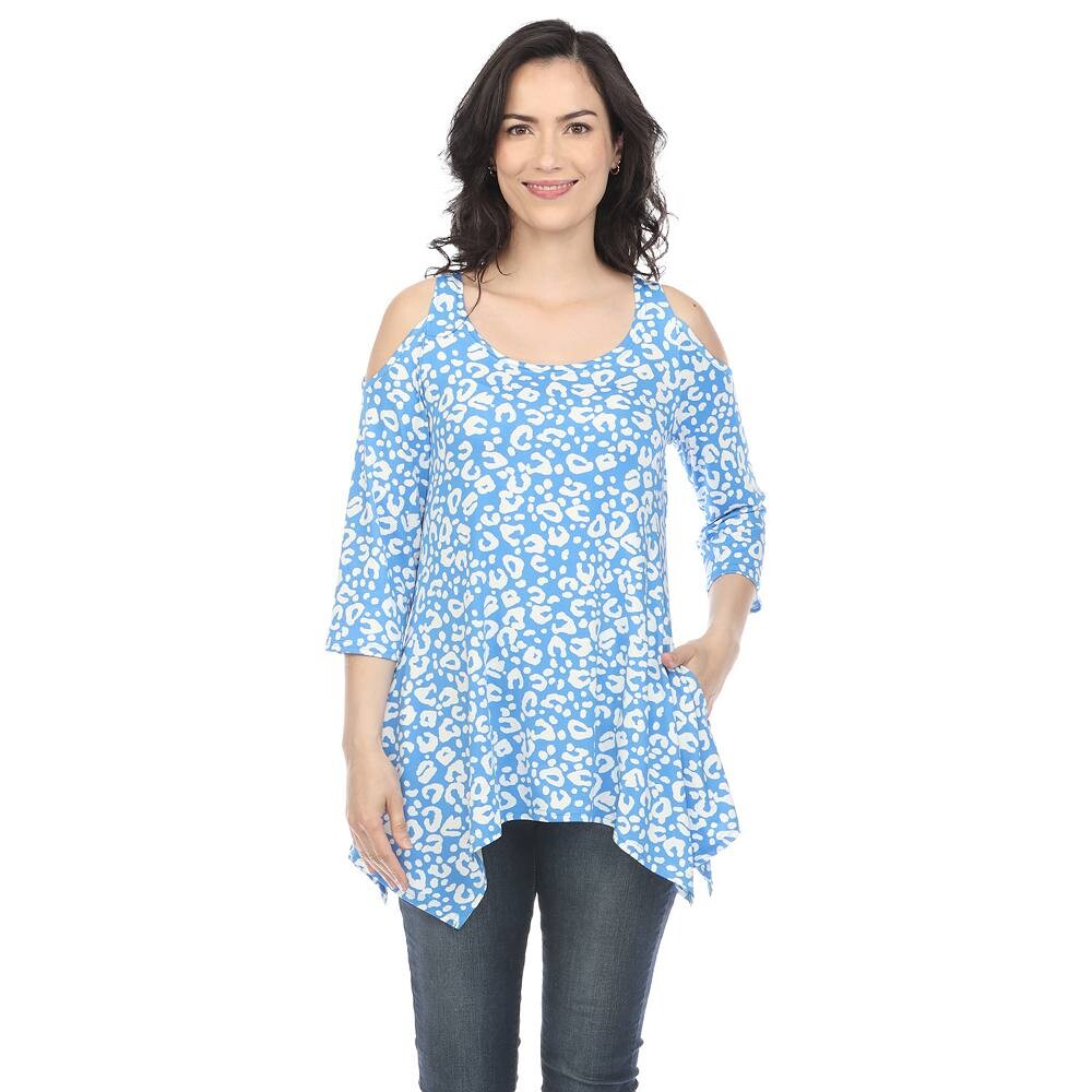 

Женская леопардовая туника с открытыми плечами WM Fashion, цвет Blue Leopard