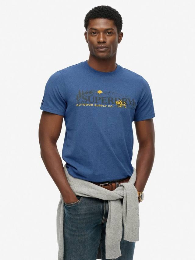 

Хлопковая футболка с коротким рукавом и принтом для активного отдыха Regular Fit Superdry, Jeans Blue Marl