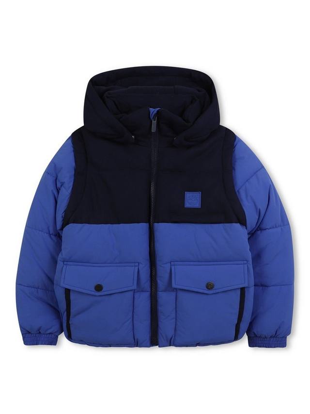 

Детская куртка-пуховик с контрастными вставками и съемными рукавами Timberland, Navy