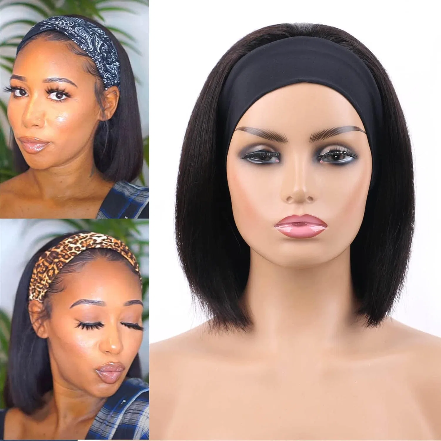 Парик-боб Huarisi из натуральных человеческих волос с повязкой, 25 см Huarisi, Headband Wig Bob — фото 3