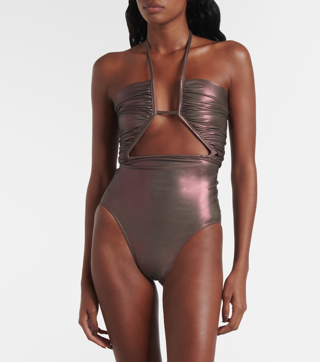 Металлический купальник с халтернеем Rick Owens, Metallic Mahogany — фото 2