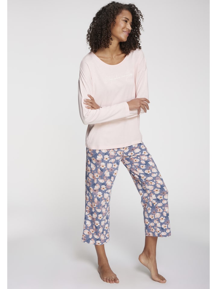 

Пижамные штаны с цветочным принтом синего и розового цветов VIVANCE DREAMS