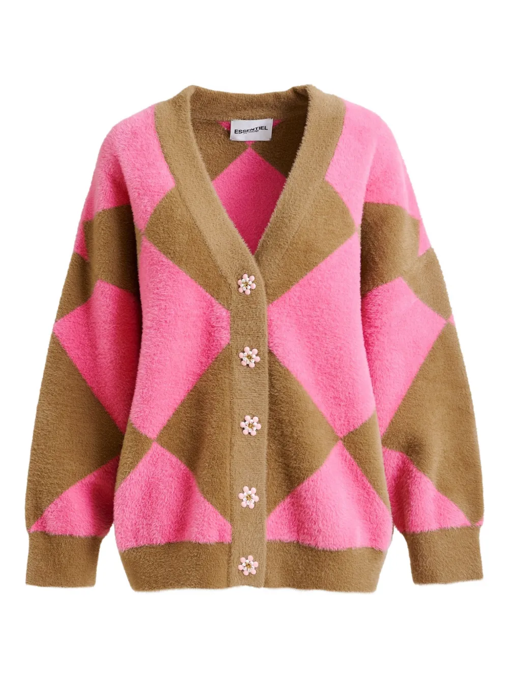 

Кардиган с ромбовидным узором Iwho Essentiel Antwerp, розовый
