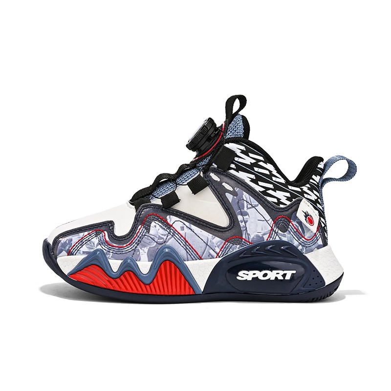 

Детские баскетбольные кроссовки средней высоты, нескользящие, износостойкие, дышащие FIRS Kids, белый/синий