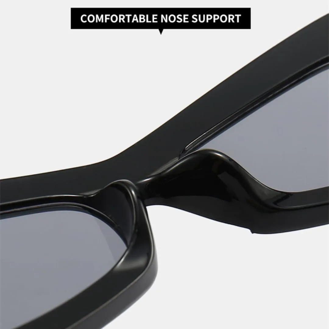 

Винтажные солнцезащитные очки «кошачий глаз» для женщин, роскошные, неправильной квадратной формы, ретро-стиль, защита от УФ-излучения UV400 UATXTAU, Black