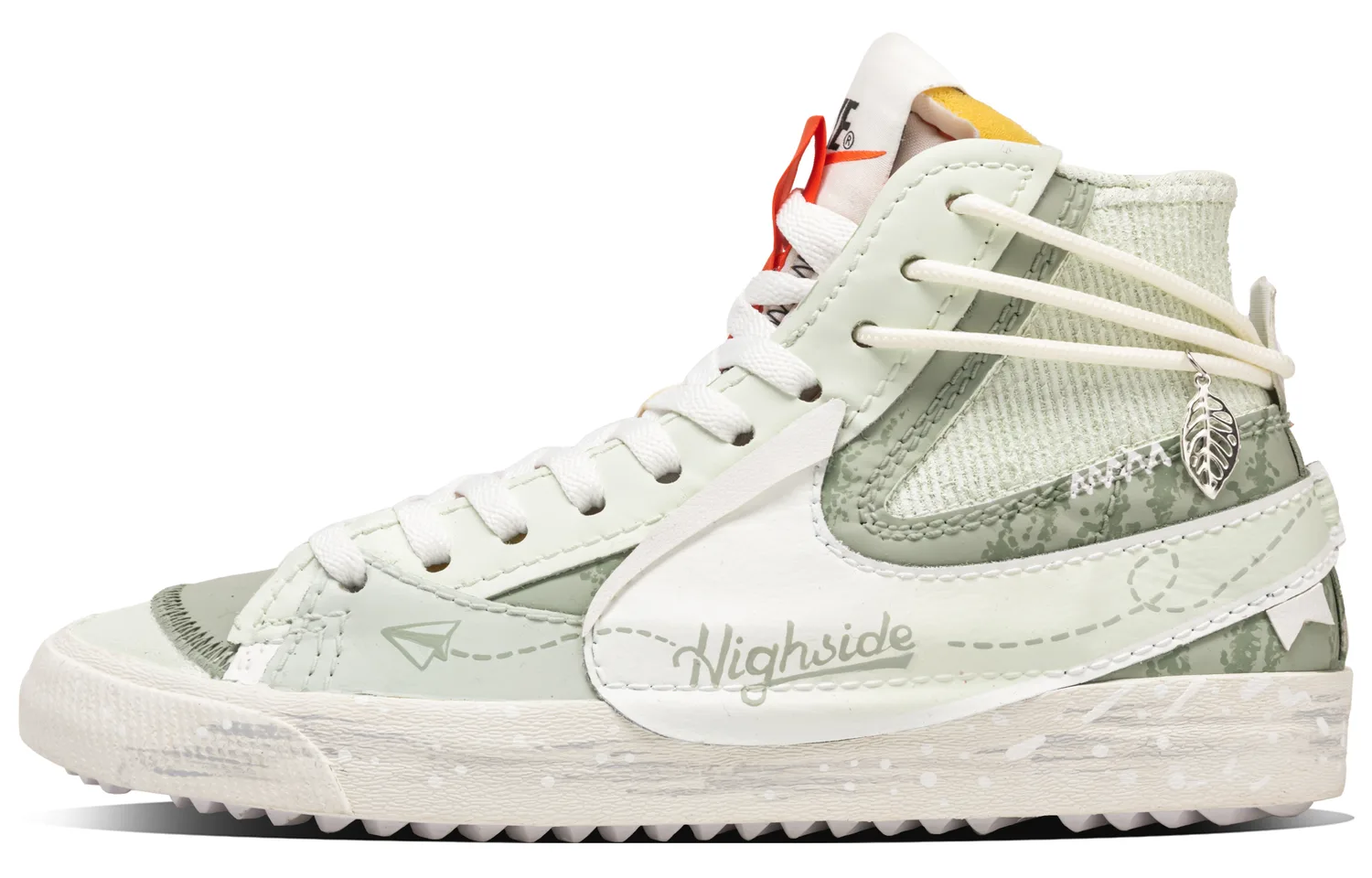 Nike Блейзер Twilight Spring Breeze Slip Resistant Abrasion Resistant Mid top скейтборд обувь Unisex бежево-зеленый