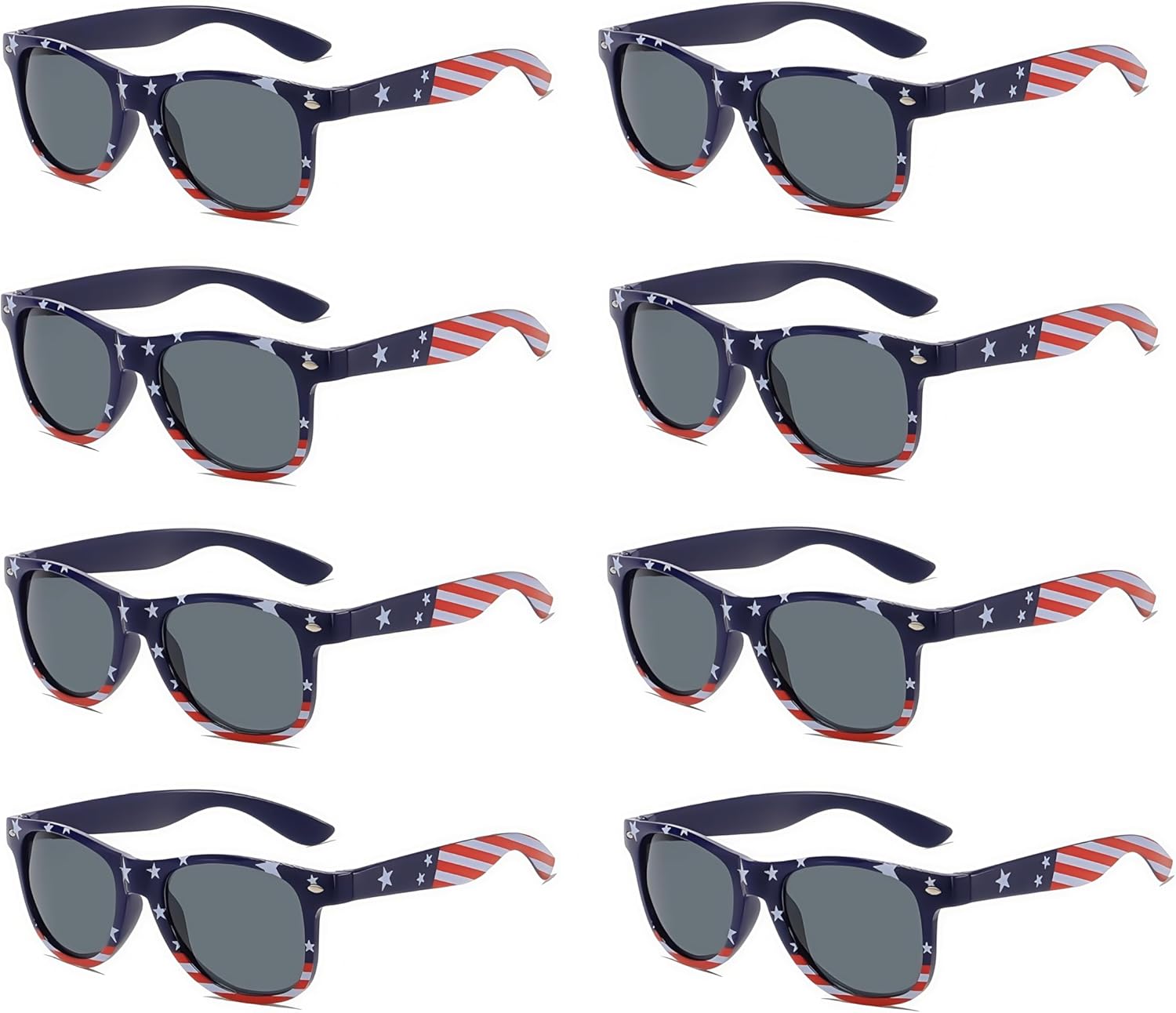 

Набор из 8 солнцезащитных очков с американским флагом, защита от ультрафиолета UV400, патриотические, унисекс, для вечеринки в честь 4 июля, аксессуары оптом NLEYANB, Blue-grey