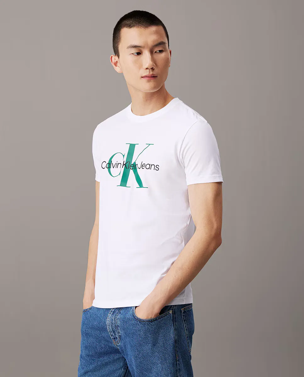 

Мужская футболка с коротким рукавом с монограммой Calvin Klein Jeans, белый
