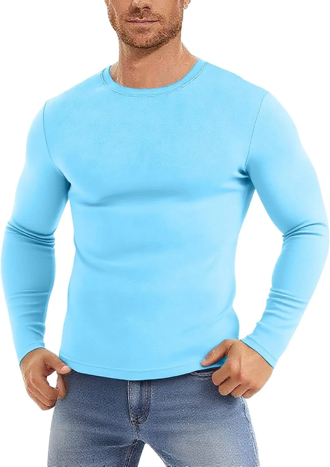 

Мужская футболка с длинным рукавом и круглым вырезом Sdeycui