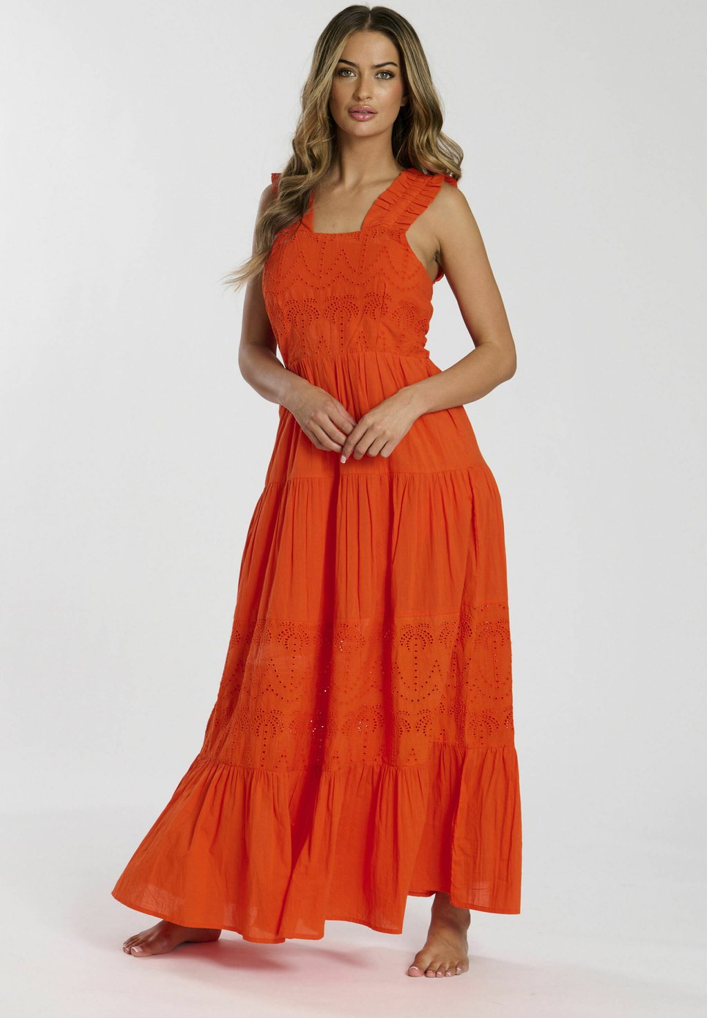 

Платье макси BRODERIE TIE PALM MAXI South Beach, оранжевый